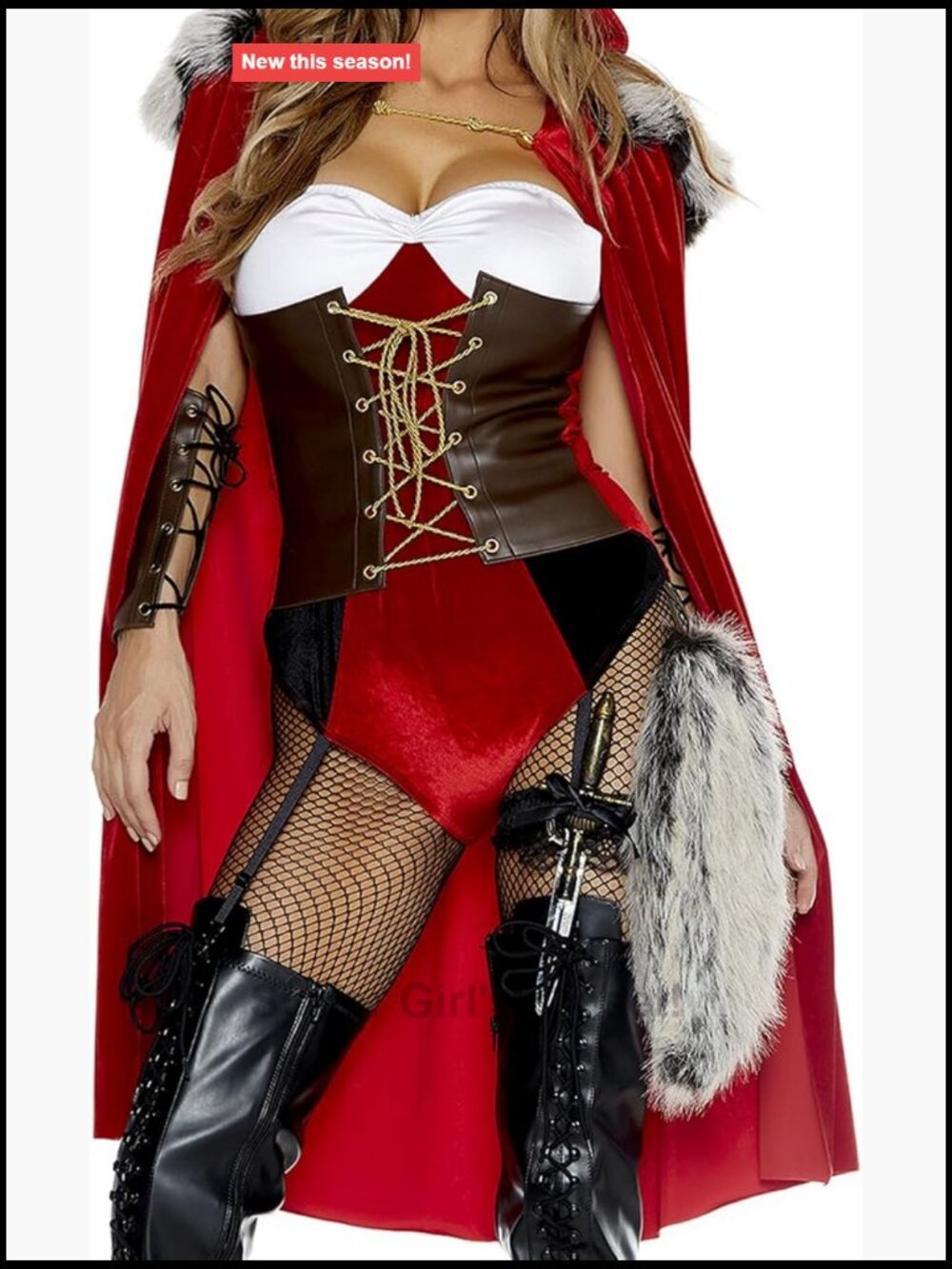 Forplay Women's Red Haute Sexy Storybook Character Costume 5pc Set Faux Leather
